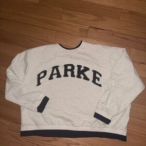 PARKE Women's Cream and Black Crewneck Sweater